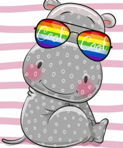 Cute Hippo With Glasses Paint By Numbers