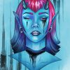 Demon Blue Girl Head Paint By Numbers