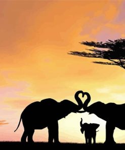 Elephant Lovers Silhouette Paint By Number