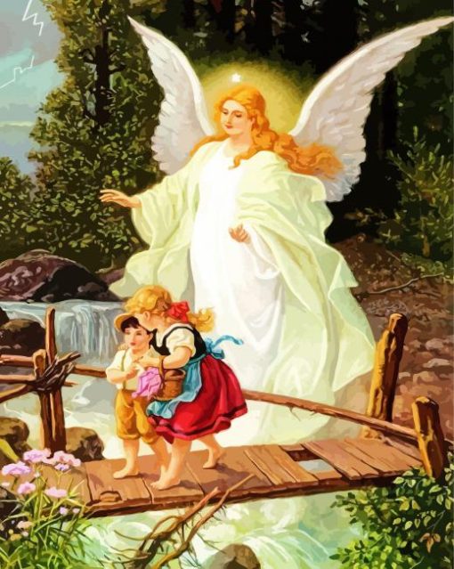 Guardian Angel On Bridge With Children Paint By Numbers