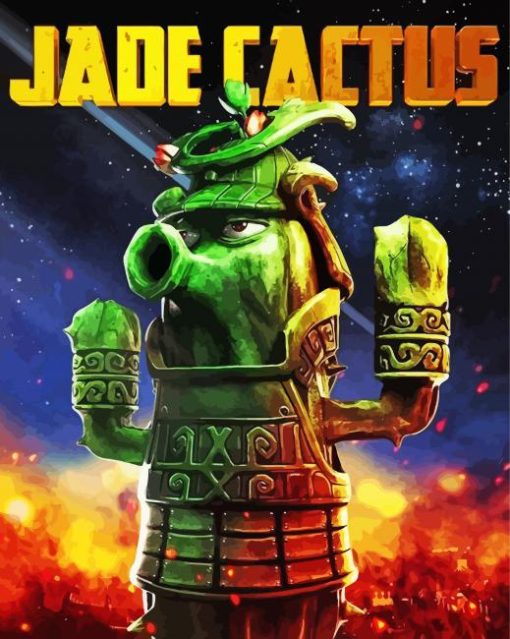 Jade Cactus Plants Vs Zombies Video Game Paint By Numbers