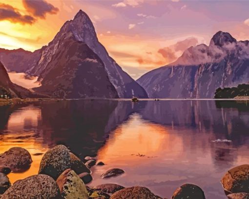 Milford Sounds At Sunset Paint By Numbers