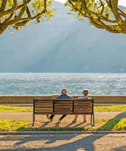 Old Couple In Aix Les Bains Paint By Number
