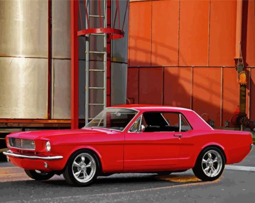 Red 1966 Mustang Paint By Number