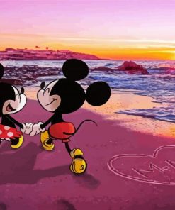 Sunset Mickey And Minnie Lovers Paint By Numbers
