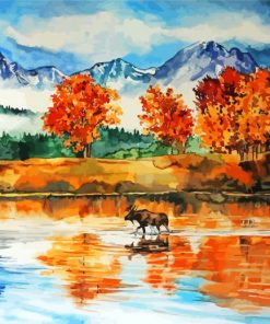 Watercolor Mountains And Lake Paint By Number