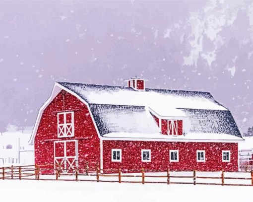 Aesthetic Snow Barn Art Paint By Numbers