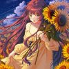 Aesthetic Sunflower Anime Girl Illustration Paint By Numbers