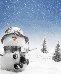 Aesthetic Winter Snowman Art Paint By Mumbers