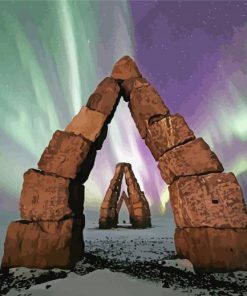 Arctic Henge With Aurora Lights Paint By Numbers