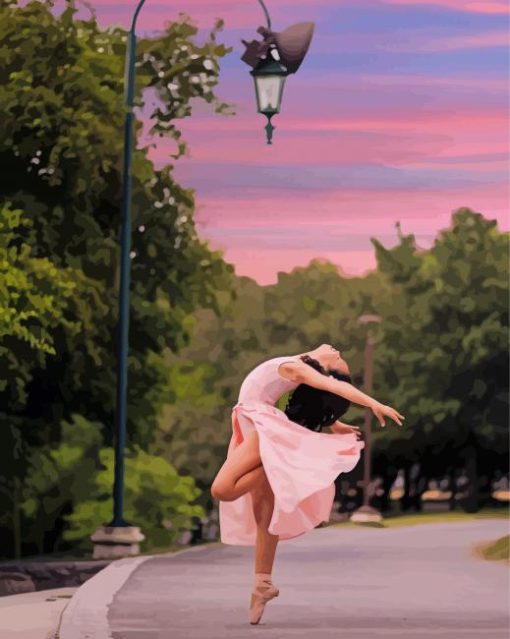 Ballerina In Street Sunset Paint By Numbers