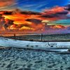 Beach With Row Boat Sunset View Paint By Numbers