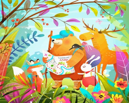 Bear And Moose Illustration Paint By Numbers