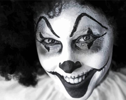 Black And White Clown Paint By Numbers