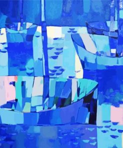 Blue Abstract Boats Paint By Numbers