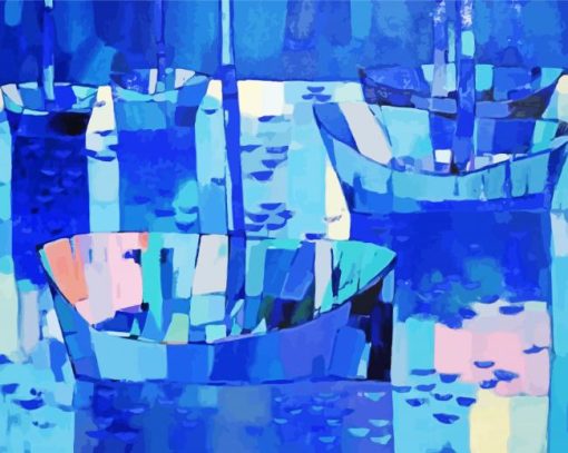 Blue Abstract Boats Paint By Numbers