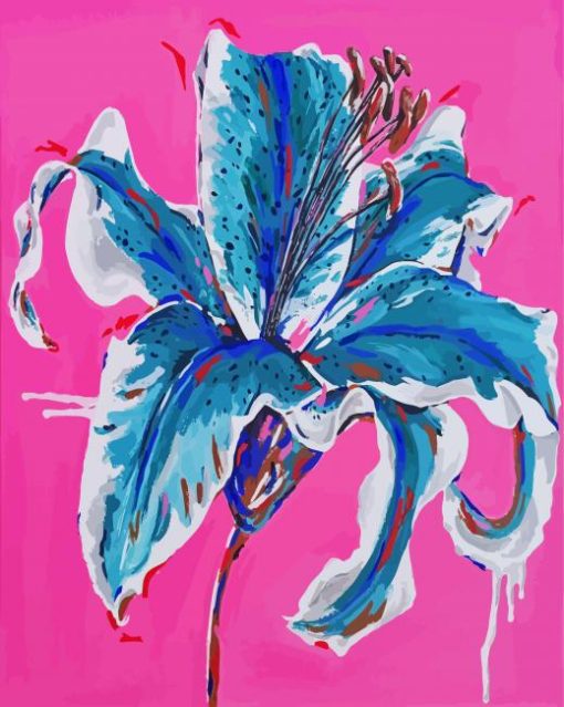 Blue Abstract Lily Flower Paint By Numbers