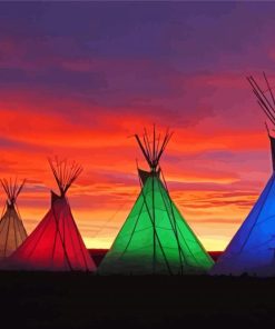 Colorful Tipi Tents Paint By Numbers