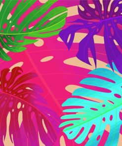 Colorful Monstera Leaves Plant Paint By Numbers