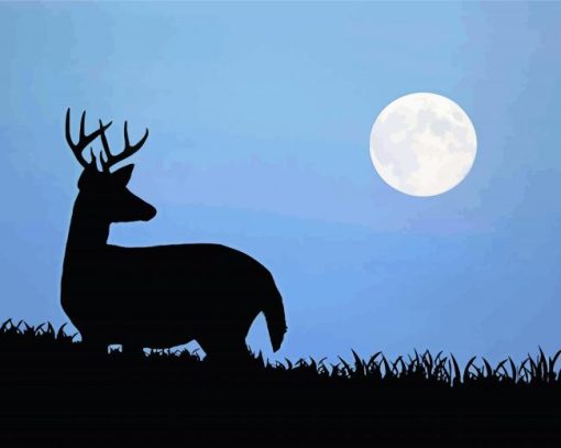 Deer And Full Moon Silhouette Paint By Numbers