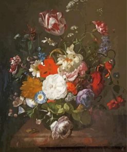Flowers In A Glass Vase With Insects By Rachel Ruysch Paint By Numbers