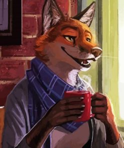 Fox With Coffee Paint By Numbers