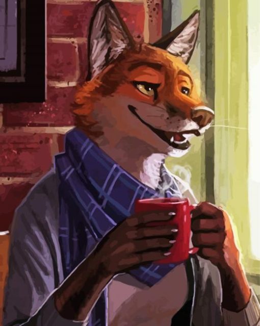 Fox With Coffee Paint By Numbers