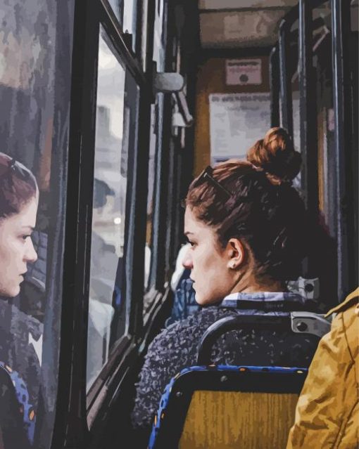 Girl Looking Out Bus Window Paint By Numbers