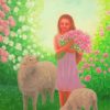 Girl With Flower And Sheep Paint by Numbers