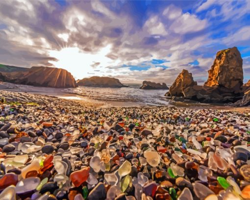 Glass Beach Sunset Paint By Numbers