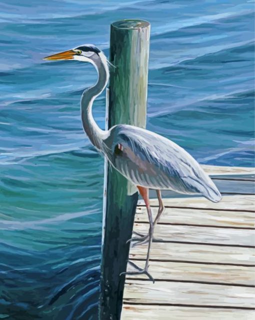 Heron On Dock Paint By Numbers
