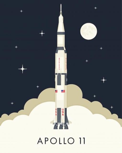 Illustration Apollo 11 Tocket Poster Paint By Numbers
