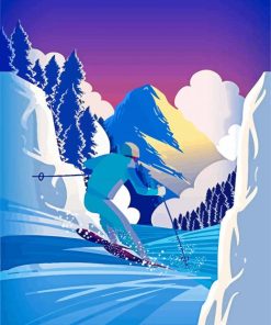 Illustration Downhill Skiing Paint By Numbers