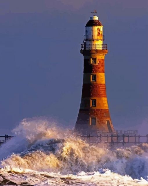 Lighthouse With Wave Paint By Numbers
