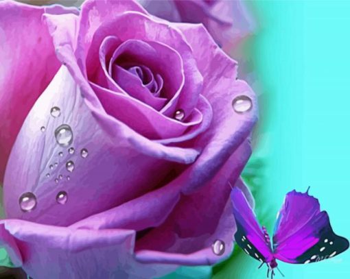 Lilac Rose And Butterfly Paint By Numbers