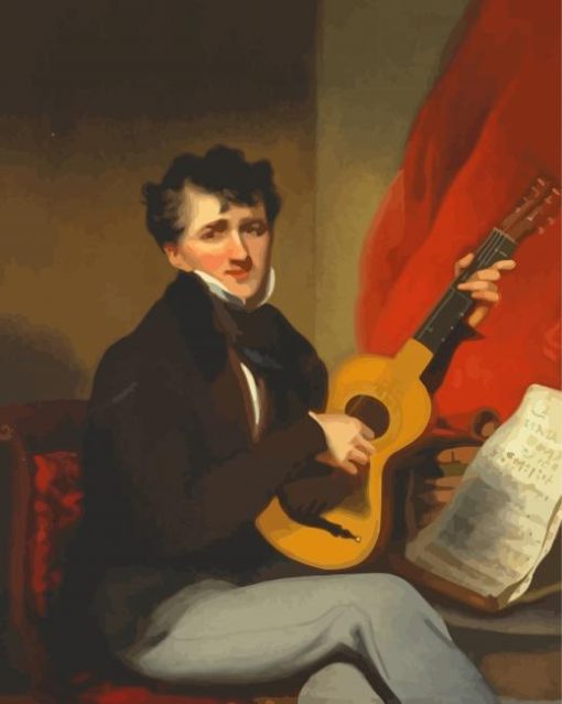 Man Playing Guitar George Chinnery Paint By Numbers