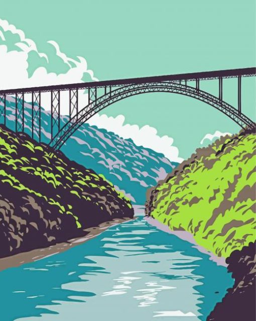 New River Gorge National Park Illustration Paint By Numbers