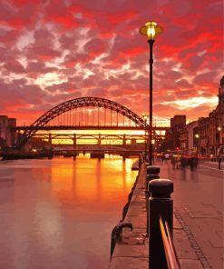 Newcastle Upon Tyne City In England At Sunset Paint By Numbers