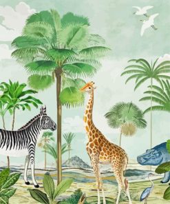 Palm Trees And Animals Paint By Numbers