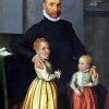 Portrait Of A Gentleman And His Two Children Paint By Numbers