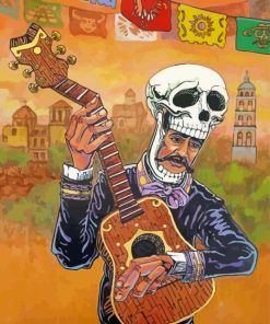 Skull Guitar Illustration Paint By Numbers
