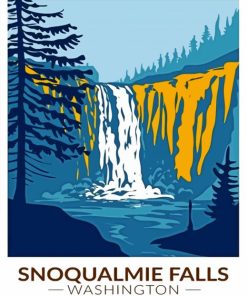 Snoqualmie Falls Washington Poster Paint By Numbers