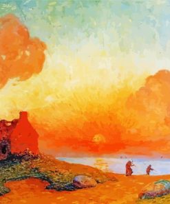 Sunset By The Sea Brittany By Ferdinand Du Puigaudeau Paint By Numbers