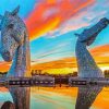 The Kelpies Sculpture In Falkirk At Sunset Paint By Numbers