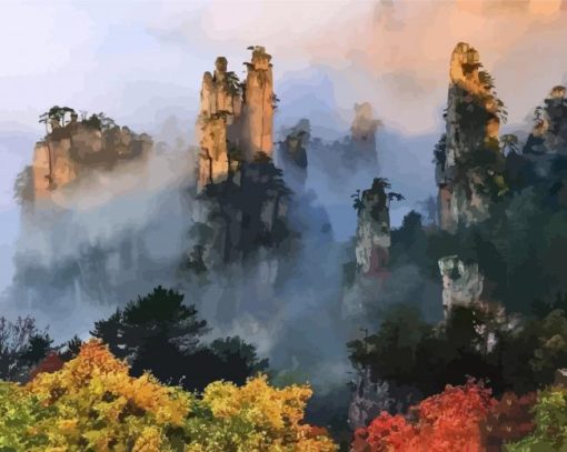 Tianzi Mountain In Autumn Paint By Numbers