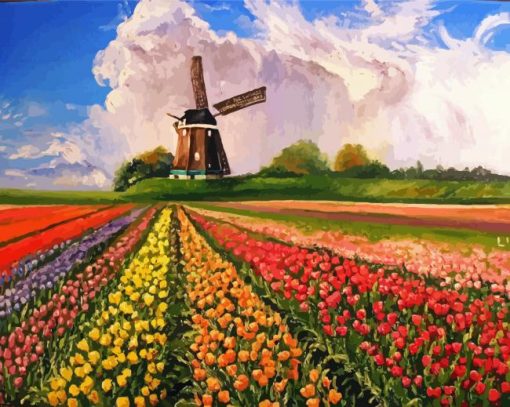 Tulip Field Art Paint By Numbers