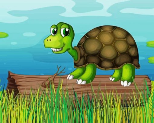Turtle On A Log Illustration Paint By Numbers