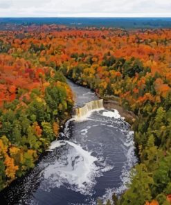 Upper Peninsula Waterfall Paint By Numbers