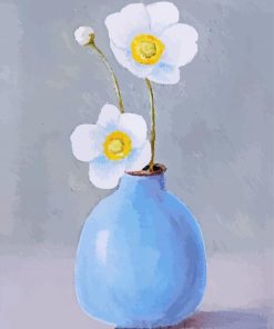 White Poppy In Vase Art Paint By Numbers