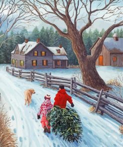 Winter farm Christmas Paint By Numbers